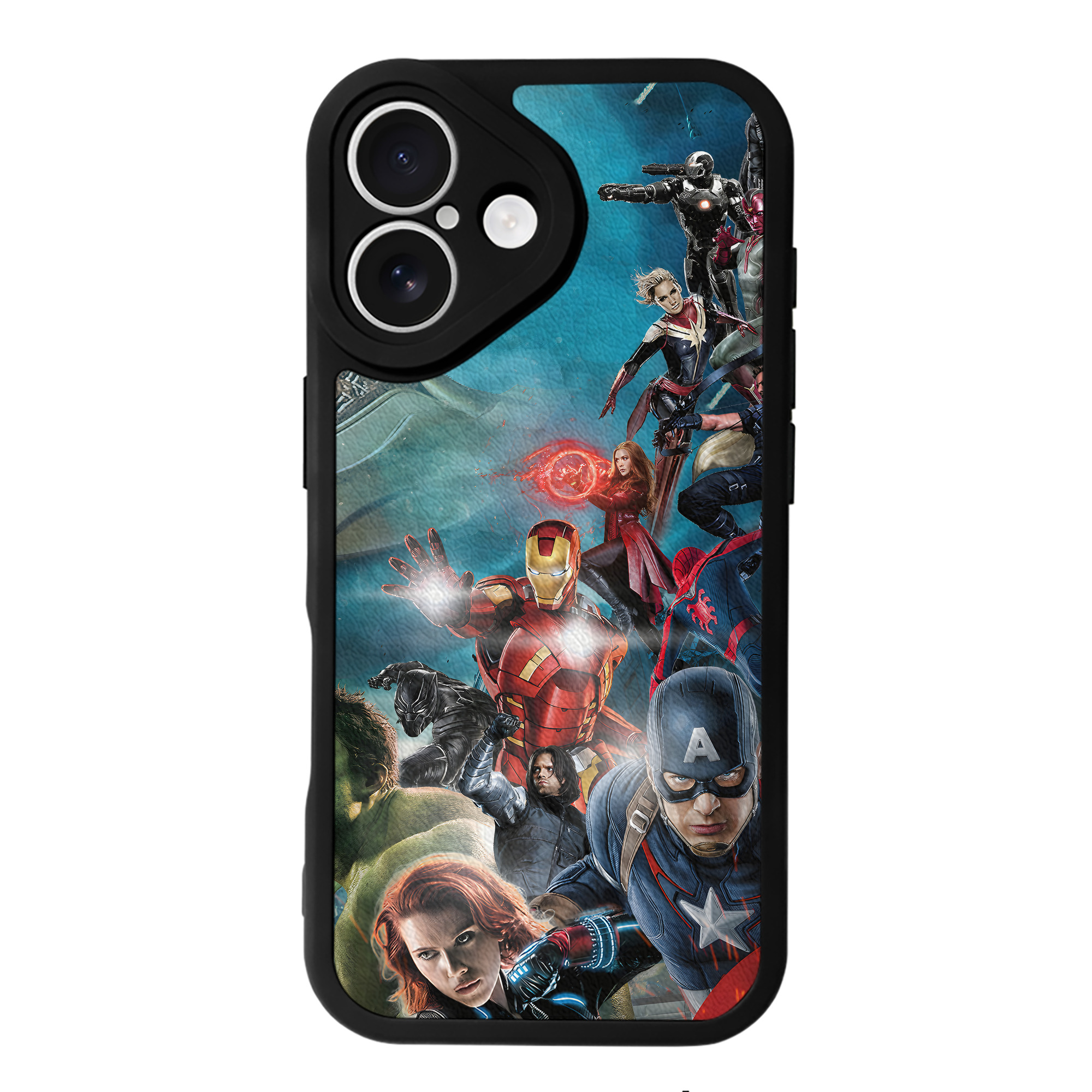 （画像用） アベンジャーズ The Avengers 【iPhone 16シリーズ対応】シリコンスマホケース（レザー調） 材質：シリコン